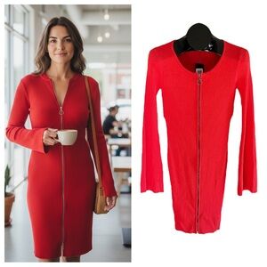 Guess Abigail Zip-Up Bodycon Sweater Dress